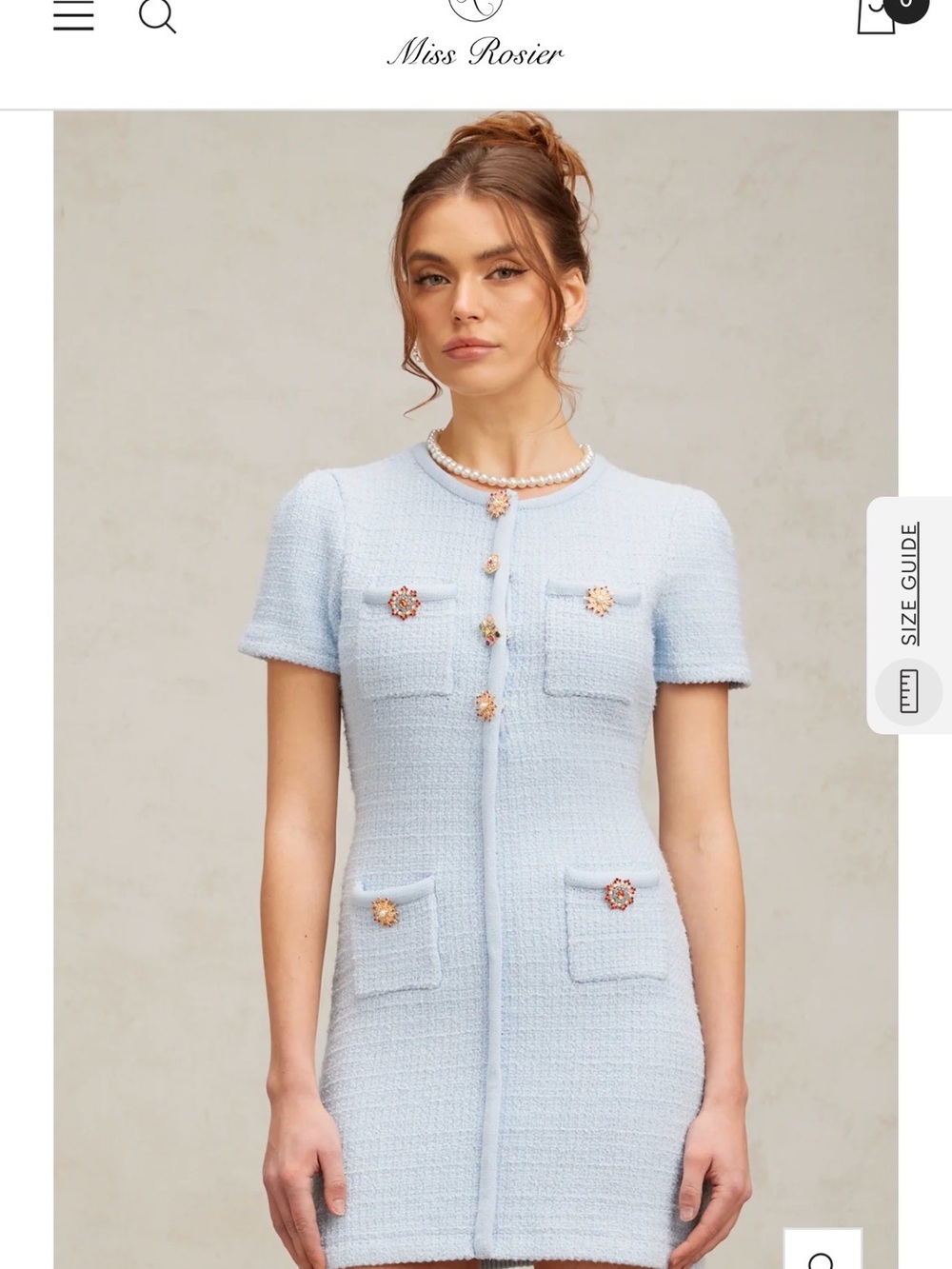 Miss Rosier Light Blue Tweed Mini Dress